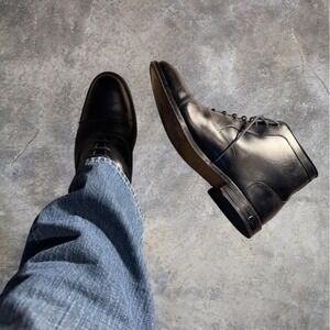 Allen Edmonds Park Avenue Cap-Toe Black Leather Cap Dress Boots Size 12 D Chukka